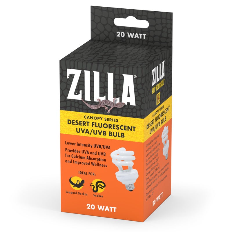 Zilla Canopy Series Fluorescent UVB/UVA Bulbs Desert 20 W, 3.875 IN, White - Image 1